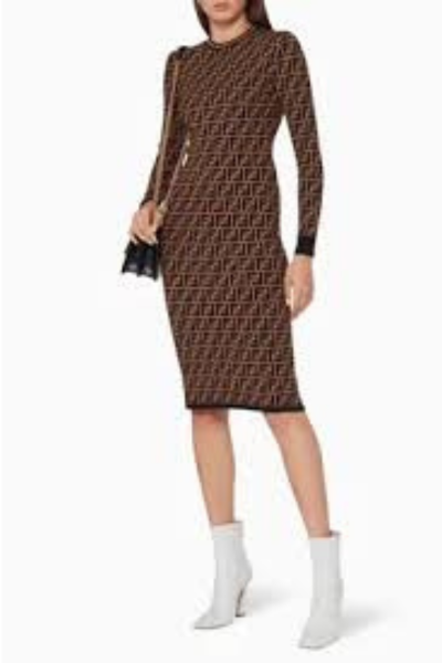 New Salmon pink printed silk dress